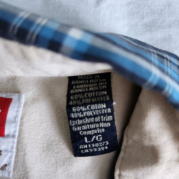 Wrangler Shirt Wrinkle Resistant Men's Large Blue Plaid Short Sleeve Button Down - Picture 8 of 9